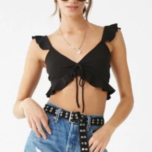 Black Flounce Crop Top